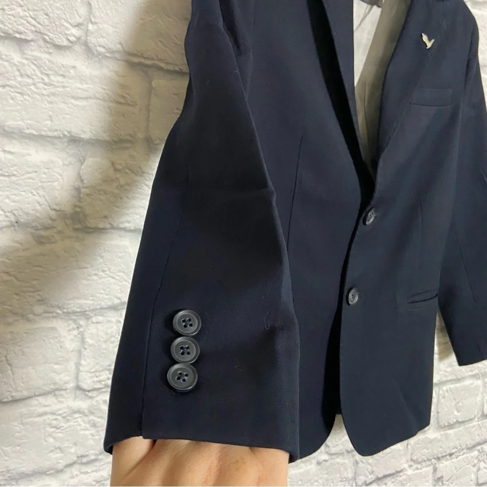 Trussardi Boy's 10 Navy Blue Wool Blend 2 Button Blazer